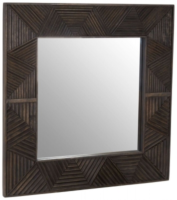 Product photograph of Staley Grey Mango Wood Square Wall Mirror from Choice Furniture Superstore