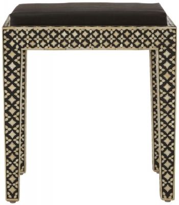 Product photograph of Enlow Sheesham Black And Cream Mother Of Pearl Stool from Choice Furniture Superstore