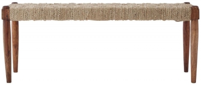Product photograph of Enlow Natural Sheesham And Jute Wood Bench from Choice Furniture Superstore
