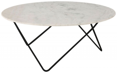 Product photograph of Enlow White Marble Top Round Coffee Table from Choice Furniture Superstore