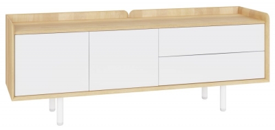Product photograph of Aarhus White And Oak Low Sideboard from Choice Furniture Superstore