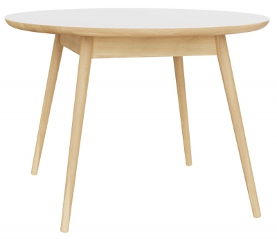 Product photograph of Aarhus White And Oak Round Dining Table from Choice Furniture Superstore