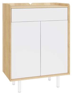 Product photograph of Aarhus White And Oak Small Sideboard from Choice Furniture Superstore