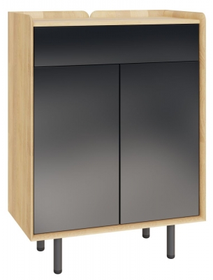 Product photograph of Aarhus Anthracite And Oak Small Sideboard from Choice Furniture Superstore