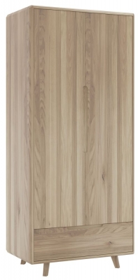 Product photograph of Bergen Scandinavian Oak 1 Drawer Double Wardrobe from Choice Furniture Superstore