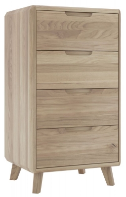 Product photograph of Bergen Scandinavian Oak 4 Drawer Slim Chest from Choice Furniture Superstore