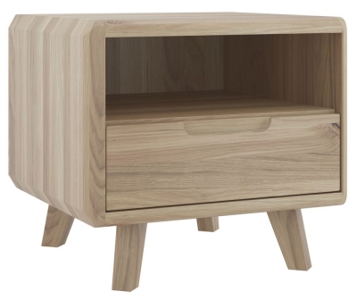 Product photograph of Bergen Scandinavian Oak 1 Drawer Bedside Table from Choice Furniture Superstore