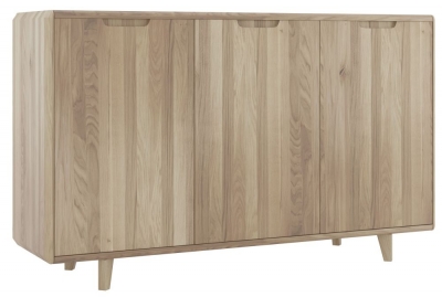 Product photograph of Bergen Scandinavian Oak 3 Door Sideboard from Choice Furniture Superstore