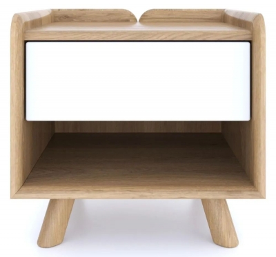 Product photograph of Liv Scandinavian Oak And White 1 Drawer Bedside Cabinet from Choice Furniture Superstore