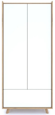 Product photograph of Liv Scandinavian Oak And White 2 Door Wardrobe from Choice Furniture Superstore