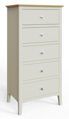 Product photograph of Alwin Grey Painted 5 Drawer Tall Chest from Choice Furniture Superstore