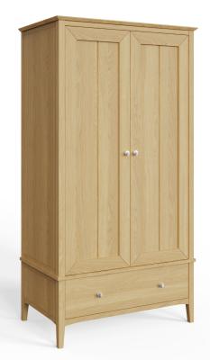 Product photograph of Alwin Oak 2 Door 1 Drawer Double Wardrobe from Choice Furniture Superstore