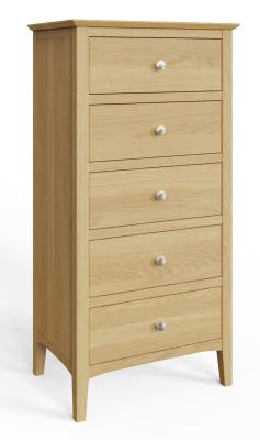 Alwin Oak 5 Drawer Tall Chest