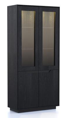 Layne Black Oak Tall 4 Door Display Cabinet