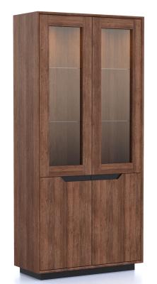 Layne Smoked Oak Tall 4 Door Display Cabinet