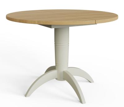 Product photograph of Lathen Grey Painted 2-6 Seater Round Pedestal Extending Dining Table from Choice Furniture Superstore