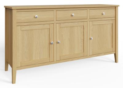 Product photograph of Lathen Oak 145cm Medium 3 Door Sideboard from Choice Furniture Superstore