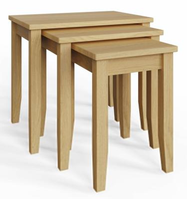 Product photograph of Lathen Oak Nest Of 3 Tables from Choice Furniture Superstore