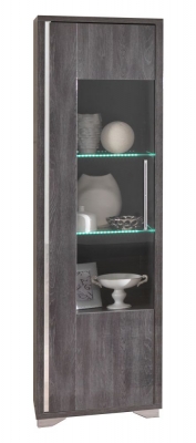 Product photograph of Augusta Oak 1 Left Door Italian Cabinet With Led Light from Choice Furniture Superstore