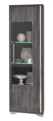 Augusta Italian Grey Oak Effect 1 Door Display Cabinet Rhf