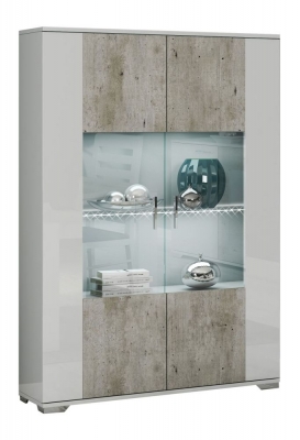 Messina Italian White And Grey 2 Door Display Cabinet