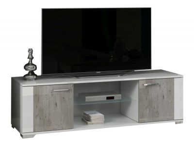 Product photograph of Messina White And Concrete Grey 2 Door Italian Tv Unit from Choice Furniture Superstore