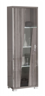 Product photograph of Bagni Dark Grey Oak 1 Left Door Italian Cabinet With Led Light from Choice Furniture Superstore