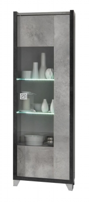 Product photograph of Milo Grey Marble Effect 1 Right Door Glass Italian Cabinet With Led Light from Choice Furniture Superstore