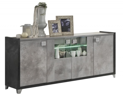 Product photograph of Milo Grey Marble Effect 4 Door Italian Sideboard With Led Light from Choice Furniture Superstore