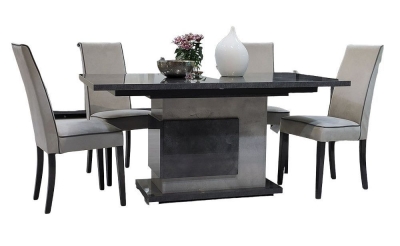 Product photograph of Milo Grey Marble Effect Pedestal Italian Extending Dining Table And 4 Chair from Choice Furniture Superstore