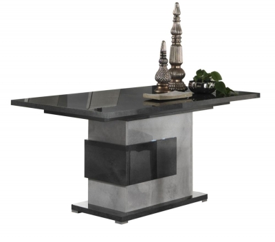 Product photograph of Milo Grey Marble Effect Pedestal Italian 6 Seater Extending Dining Table from Choice Furniture Superstore
