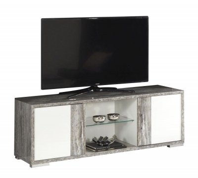 Product photograph of Naro Dove Grey And White 2 Door Italian Tv Unit from Choice Furniture Superstore