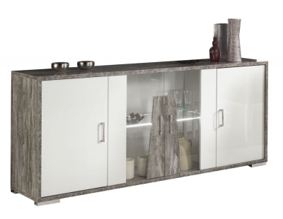Product photograph of Naro Dove Grey And White 4 Door Italian Sideboard With Led Light from Choice Furniture Superstore