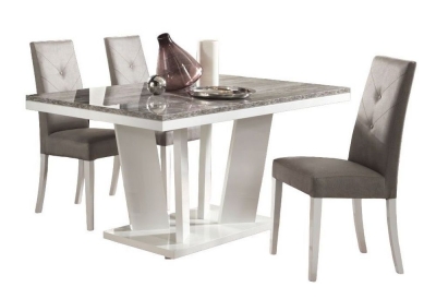 Product photograph of Naro Dove Grey And White Italian Dining Table And 4 Fabric Chair from Choice Furniture Superstore