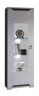 Product photograph of Angelo Grey Marble 1 Left Door Italian Cabinet With Led Light from Choice Furniture Superstore