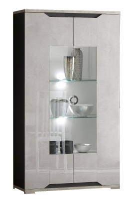 Product photograph of Angelo Grey Marble 2 Door Italian Cabinet With Led Light from Choice Furniture Superstore