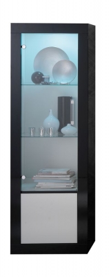 Vita Black and White 1 Left Glass Door Italian Cabinet