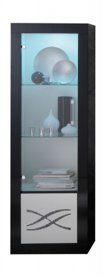 Vita Luxury Black and White 1 Left Glass Door Italian Cabinet