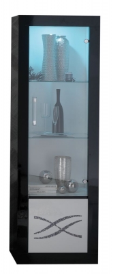 Product photograph of Vita Luxury Black And White 1 Right Glass Door Italian Cabinet from Choice Furniture Superstore