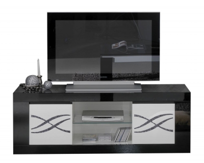 Product photograph of Vita Luxury Black And White 2 Door Italian Tv Unit from Choice Furniture Superstore