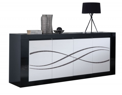 Product photograph of Vita Luxury Black And White 4 Door Italian Sideboard from Choice Furniture Superstore