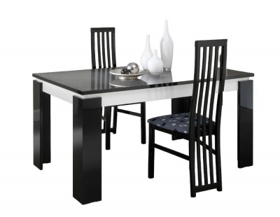 Vita Luxury Black and White Italian Extending Dining Table and 4 Chair