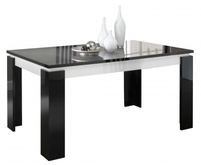 Vita Luxury Black and White Italian 6 Seater Extending Dining Table