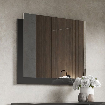 Product photograph of Carvelle Night Glossy Grey Italian Wall Mirror from Choice Furniture Superstore