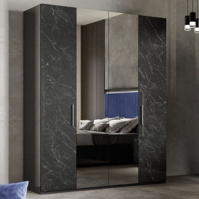 Product photograph of Carvelle Night Glossy Grey Marble Effect Italian Wardrobe from Choice Furniture Superstore