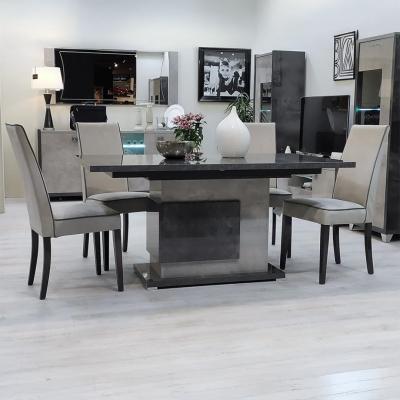 Milo Italian Grey Extending Pedestal Dining Set With 4 Chair