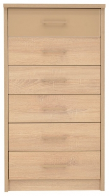Product photograph of Cremona Sonoma Oak 6 Drawer Chest from Choice Furniture Superstore