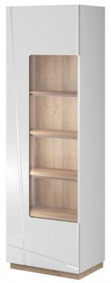 Product photograph of Sagu White Gloss 1 Door Display Cabinet from Choice Furniture Superstore