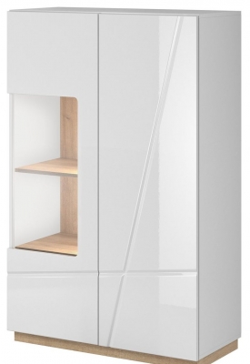 Product photograph of Sagu White Gloss 2 Door Display Cabinet from Choice Furniture Superstore