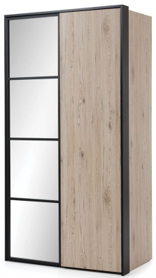 Product photograph of Glass Loft Oak 2 Door Wardrobe from Choice Furniture Superstore